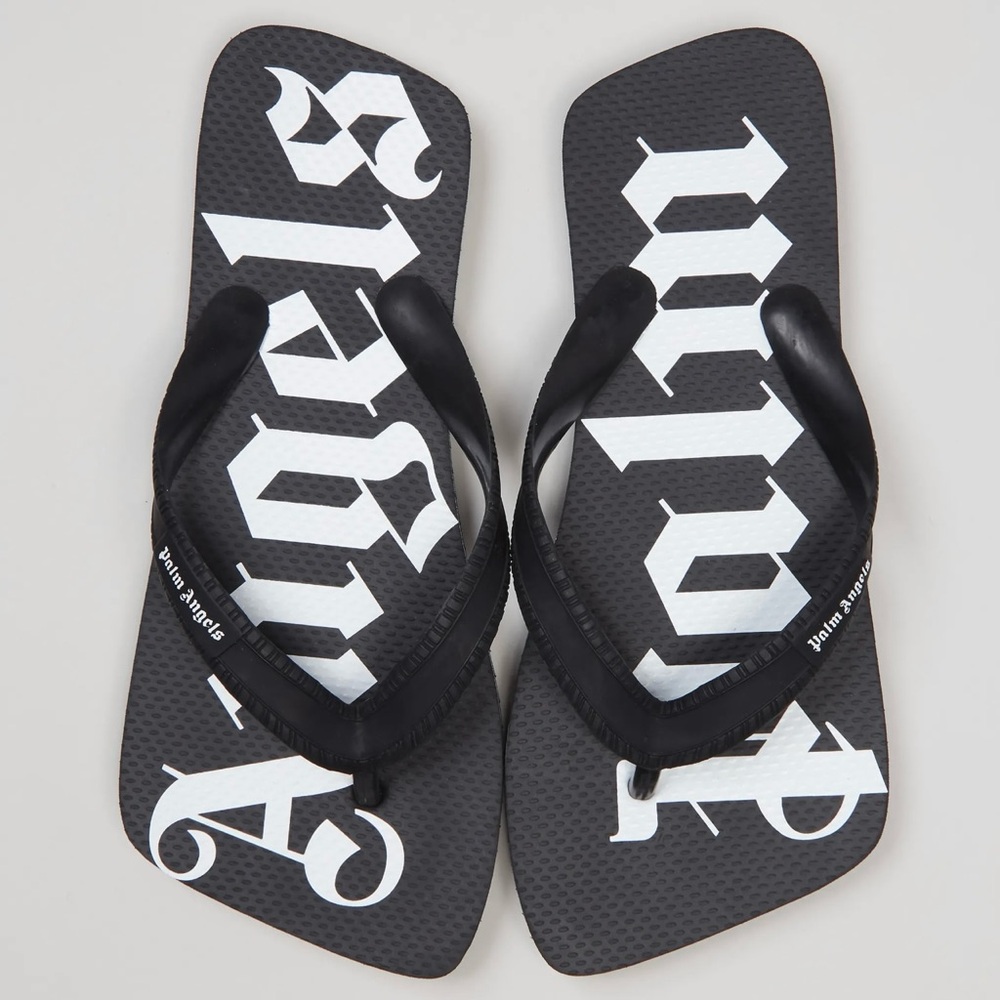 Palm Angels NWT Rubber Black and White Flip-Flops with Dust Bag & Box.